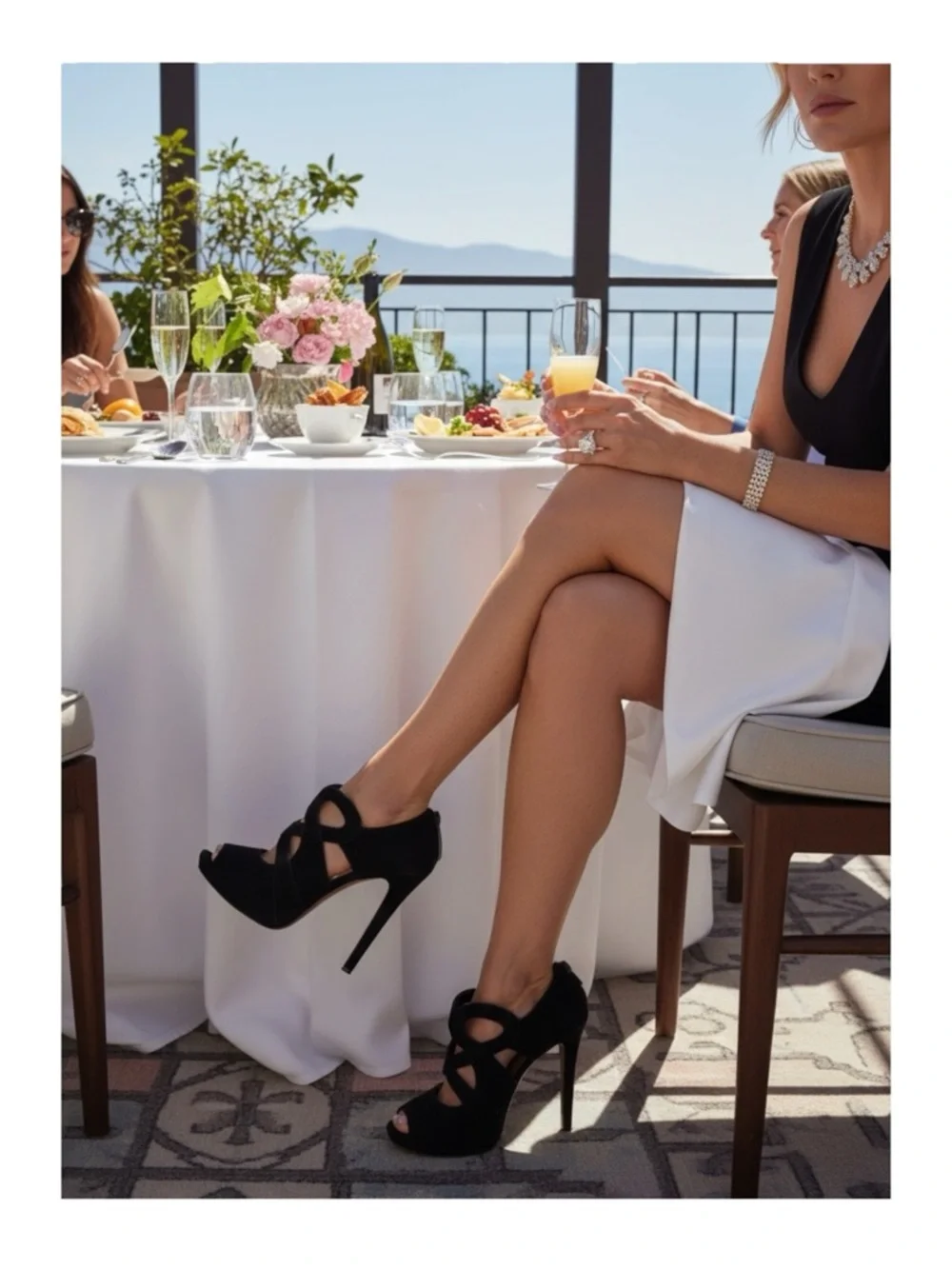 Alaia 𖦹 Cut Out Peep Toe Platform Stiletto Heel Sandals 𖦹 Black Suede 𖦹 37